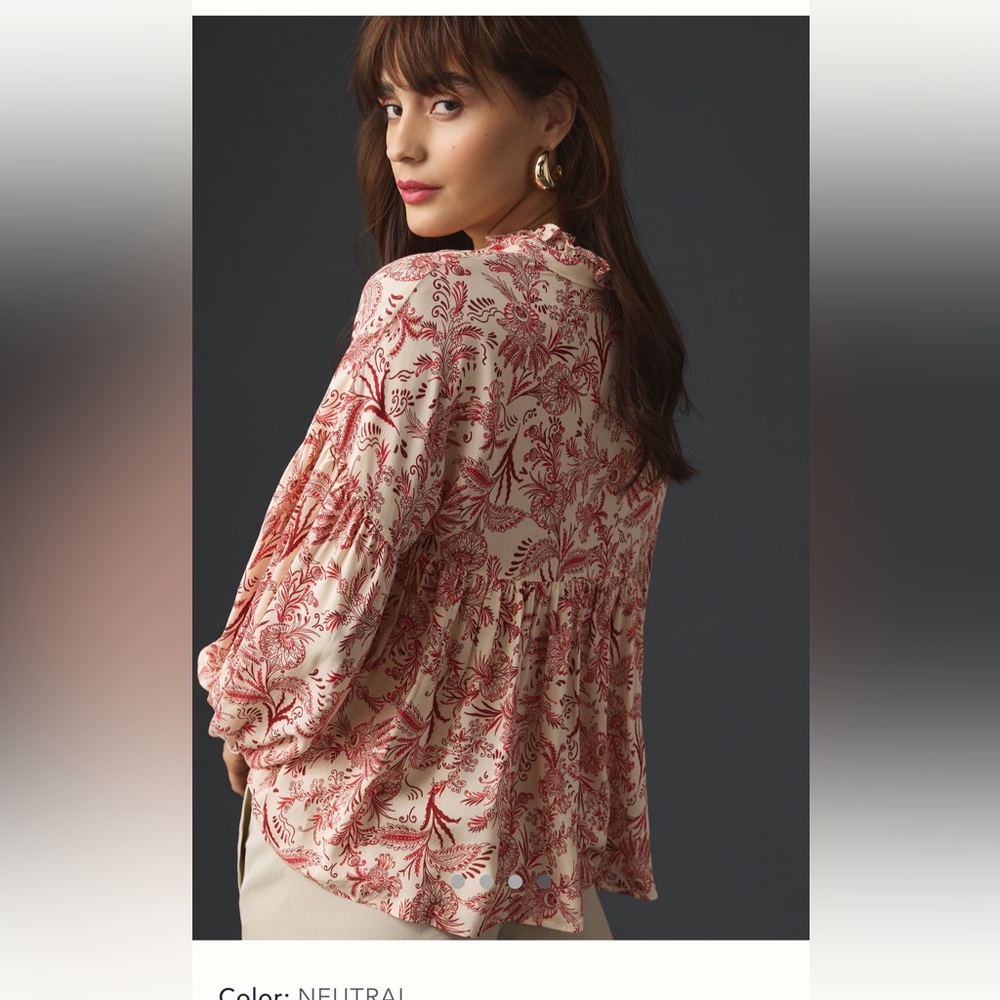 By Anthropologie tie front peasant blouse 1X